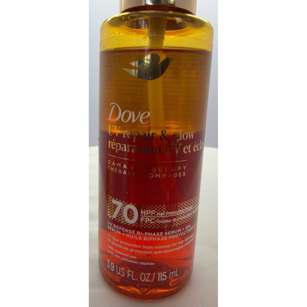 Dove UV Repair & Glow Damage Therapy Hair Serum Oil HPF 70 Ferulic Acid 3.9oz
